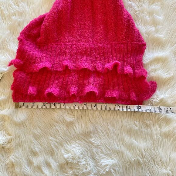 Moda International Pink Wool Blend Ruffled Scarf NWT - Picture 5 of 6